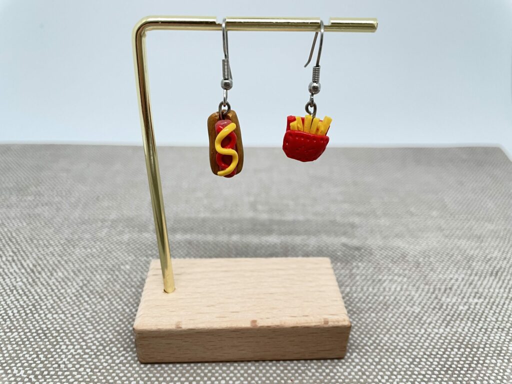 Boucles d’oreilles hot dog frites