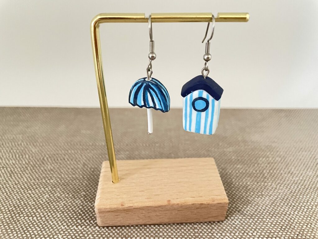 Boucles d’oreilles parasol & cabine de plage