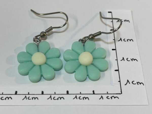 Boucles d’oreilles marguerite vert d'eau