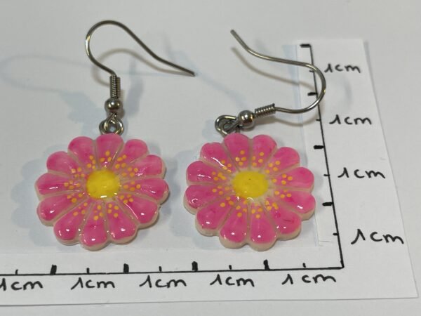 Boucles d’oreilles fleurs roses & phosphorescentes