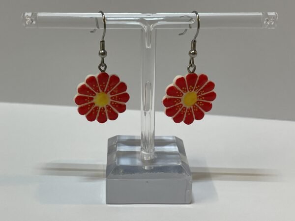 Boucles d’oreilles fleurs rouges & phosphorescentes