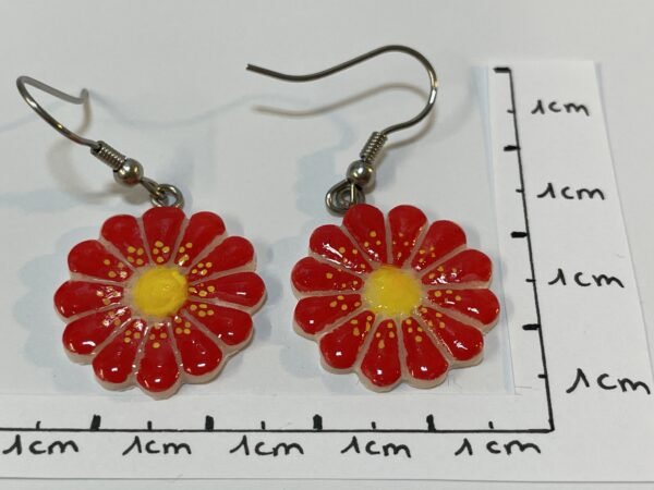 Boucles d’oreilles fleurs rouges & phosphorescentes