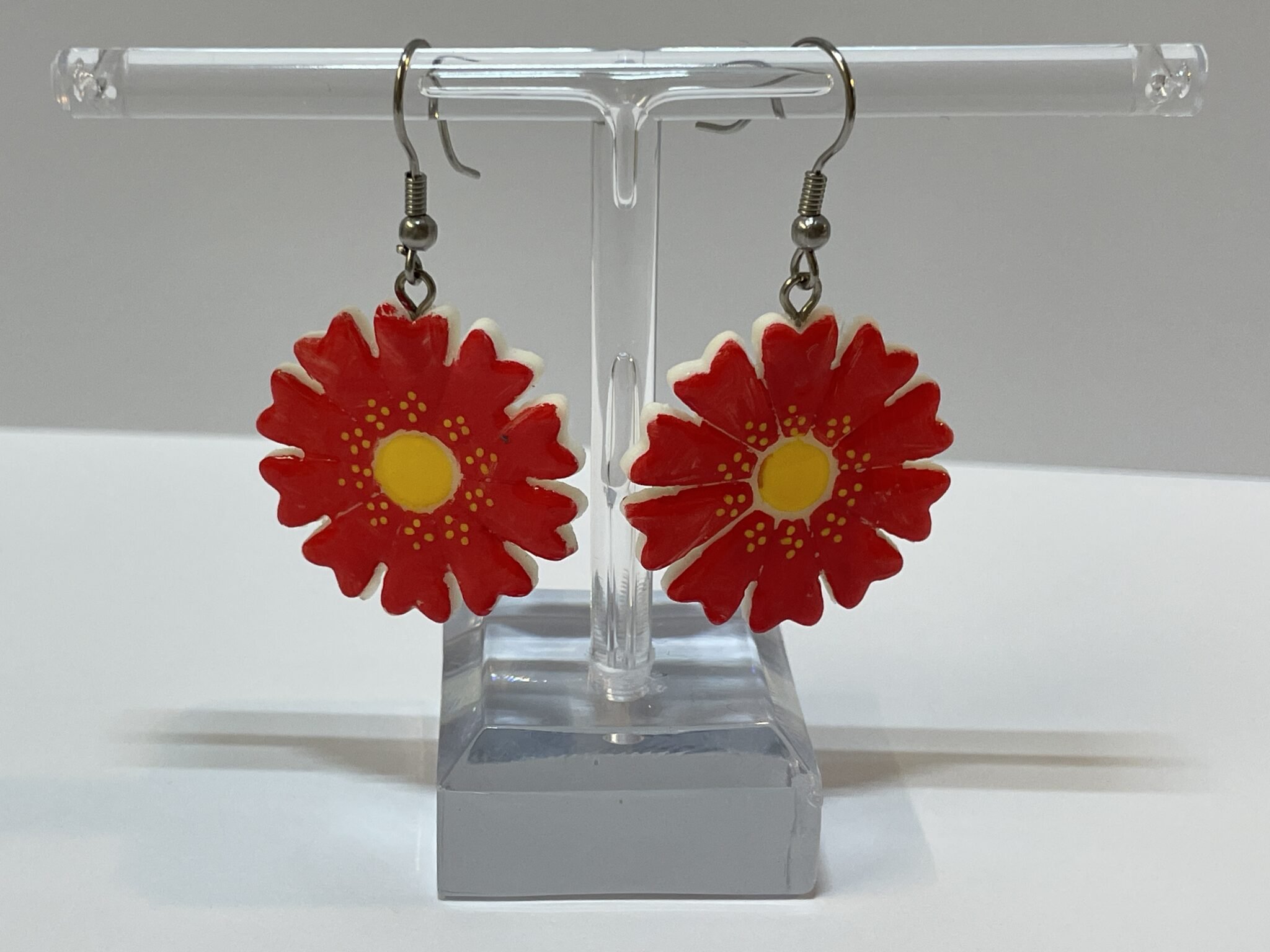 Boucles d’oreilles fleurs rouge