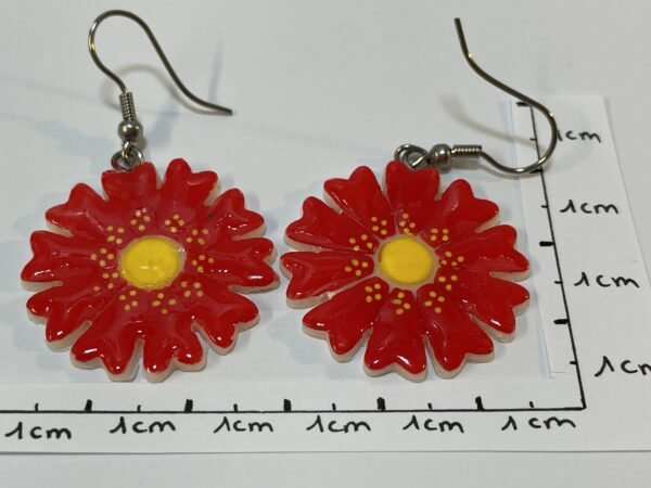 Boucles d’oreilles marguerite rouge