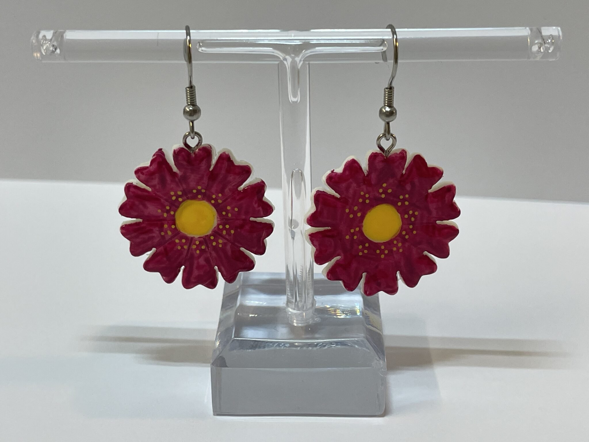 Boucles d’oreilles fleurs fushia