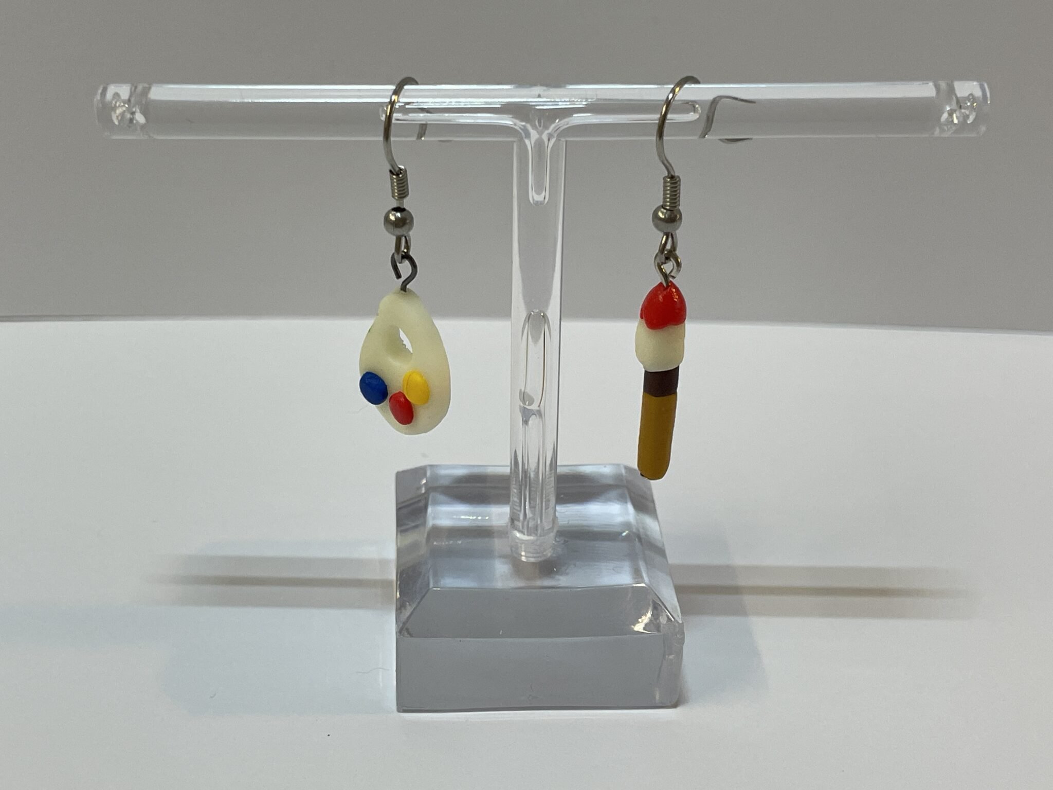 Boucles d’oreilles palette peinture et pinceau