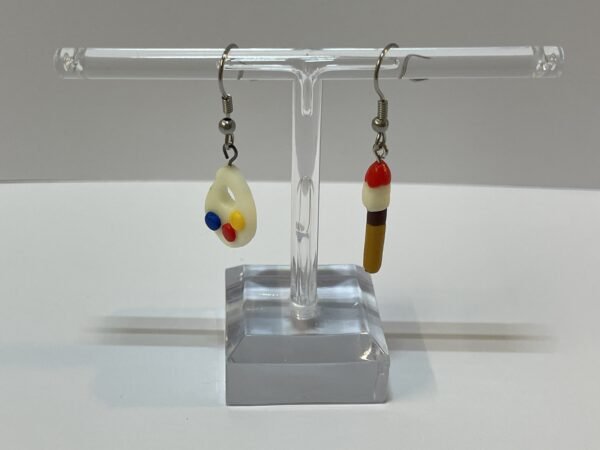 Boucles d’oreilles palette peinture et pinceau