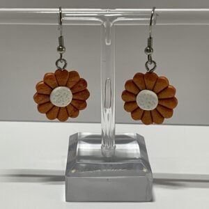 Boucles d'oreilles marguerites irisées cuivrées