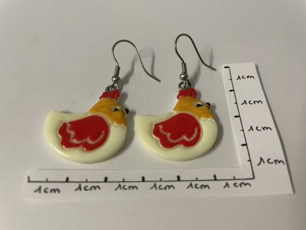 Boucles d'oreilles poules phosphorescentes